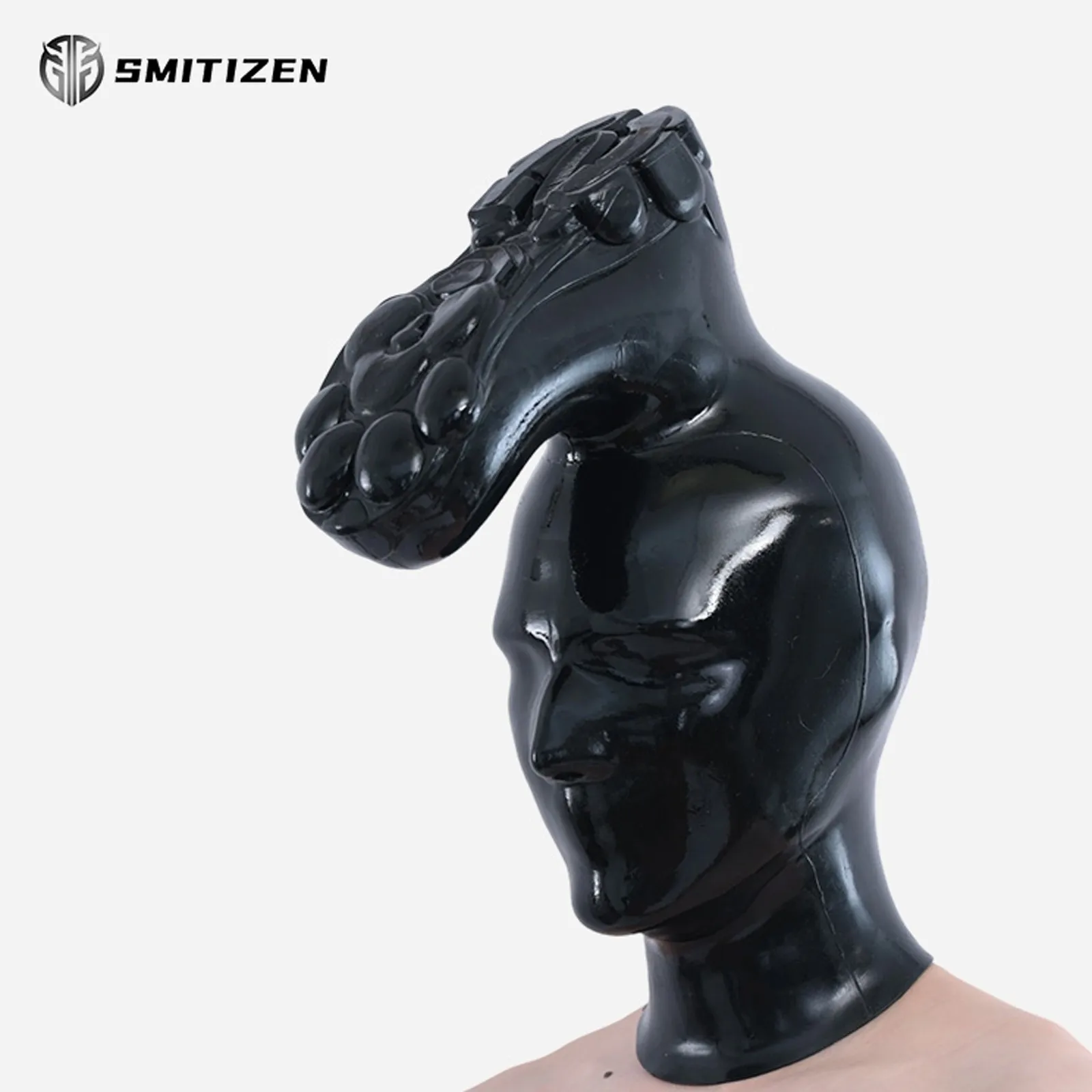 

Smitizen Black Glossy Silicone Boot Design Hood Costumes for Halloween Party Cosplay