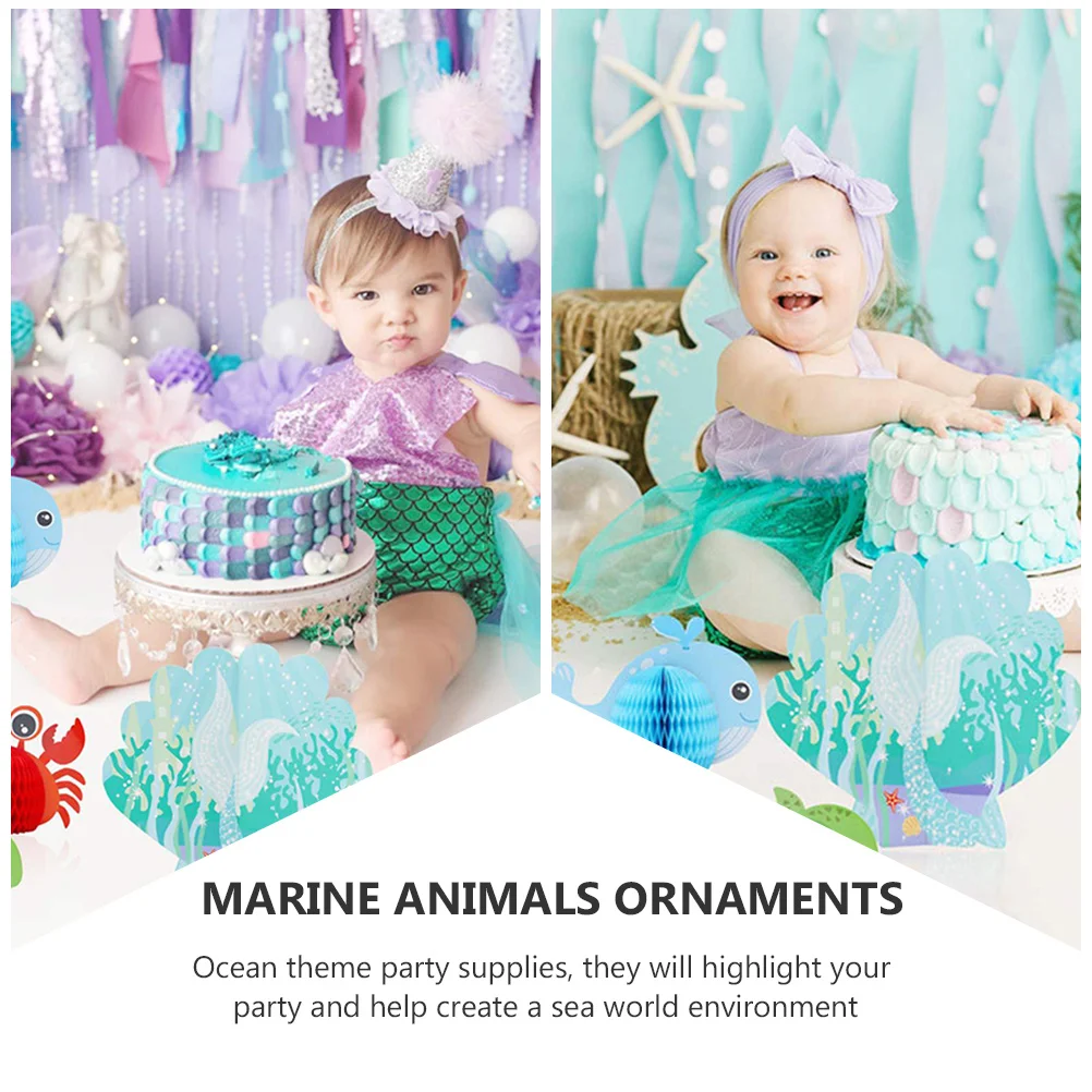 

8Pcs Ocean Theme Decoration Set High Quality Paper Honeycomb Balls for Kids Birthday Party Photo Props Supplies
