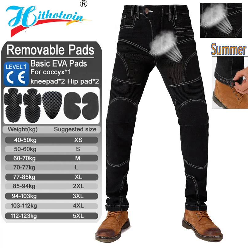 

Summer Ventilation Motorcycle Riding Pants for Men Outdoor Off Road Adventure Cycling Jeans with Knee Hip Protection