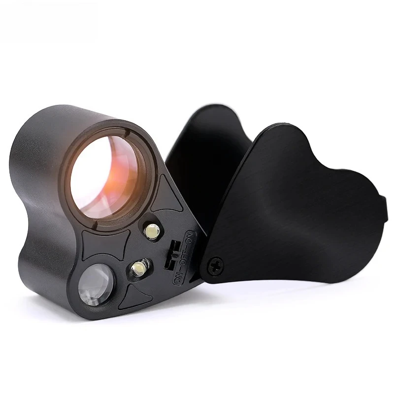 Lupa de Joyero Iluminada 30X 60X, Lupa Plegable para Joyas con Luz LED Brillante para Gemas, Joyas y Monedas