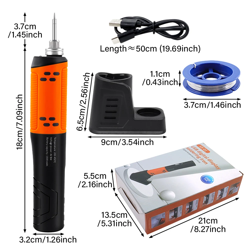 طقم مكواة لحام محمولة مع شاشة رقمية، درجة حرارة قابلة للتعديل، أداة لحام وإصلاح ذكية قابلة لإعادة الشحن عبر USB