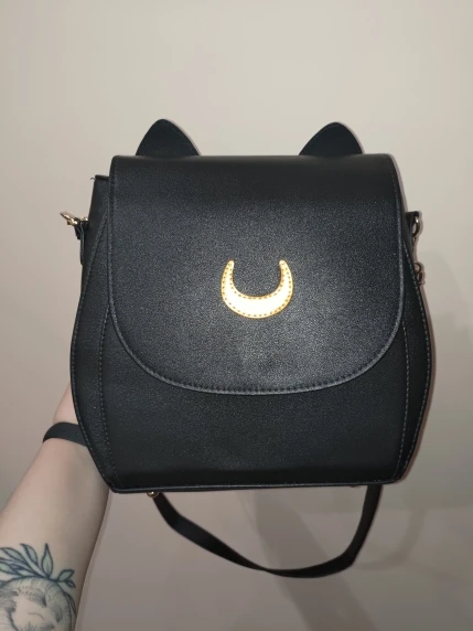 3 year warranty multifunctional PU leather Cat Ear moon Black Women Shoulder Crossbody Bag for Girl Messenger borsa