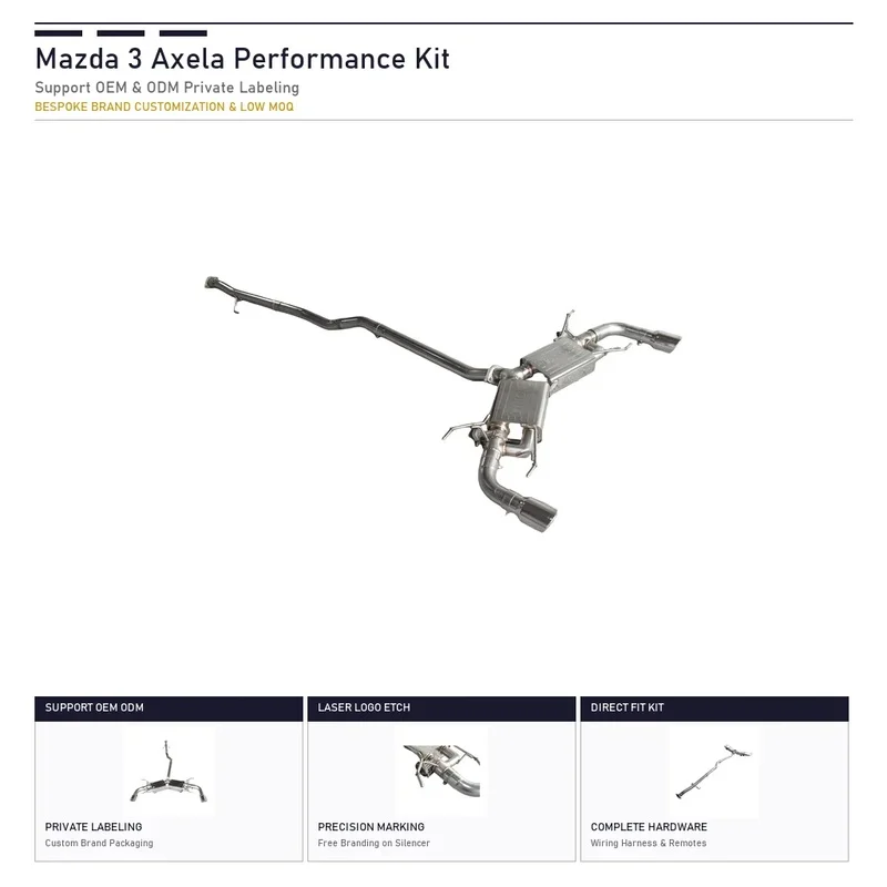 SS304 Custom Dual Valved Catback Exhaust System for Mazda 3 Axela 2014-2024 2.0L Direct Fit Midpipe Sport Performance Tuning