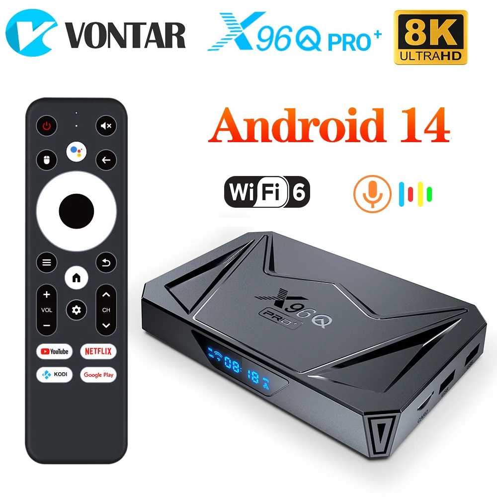 

VONTAR X96Q PRO+ 4 ГБ 32 ГБ Android 14 TV Box Allwinner H728 Quad Core 8K@24fps 1000M LAN Wifi6 X96Q Pro Телеприставка 2 ГБ 16 ГБ