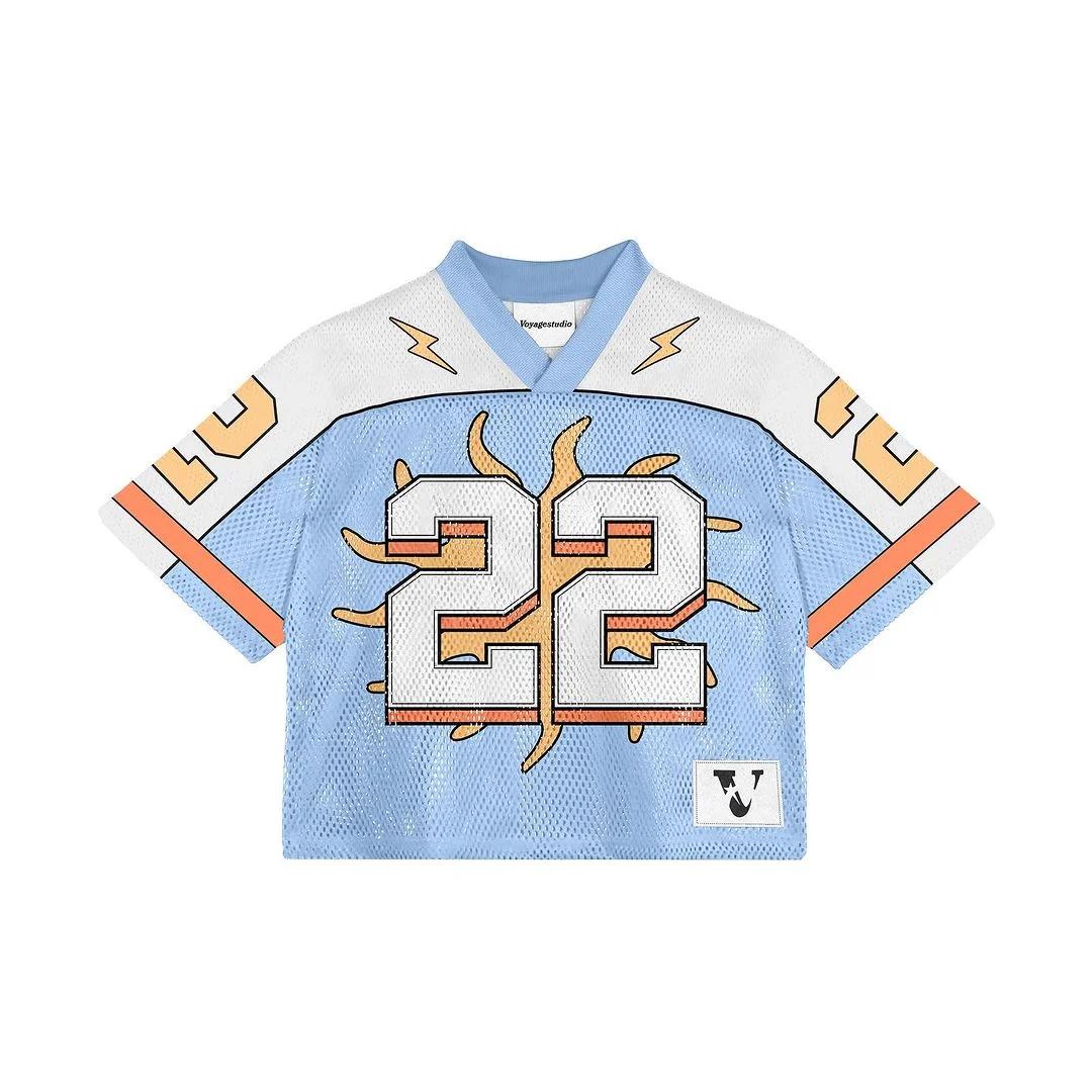 

Harajuku street style digital mesh hip-hop baseball uniform short-sleeved summer loose sports hip-hop trend couple T-shirt ins