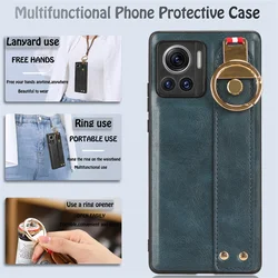 For Motorola Moto Edge 30 Ultra Case Luxury Lanyard PU Leather Moto X30 Pro Wristband Ring Camera Protection Shockproof Bumper
