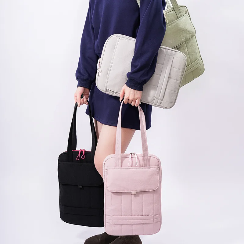 

Fashion Quilted Padded 15inch Laptop Bag Casual Nylon Ipad Bags Large Capacity Multifunctional Women Shoulder Bags Handbags