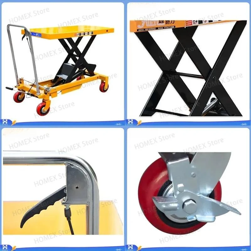 1000kg Hydraulic Scissor Lift Table Manual Portable Platform Trolley Heavy Duty Durable Workshop Warehouse Lifting Equipment