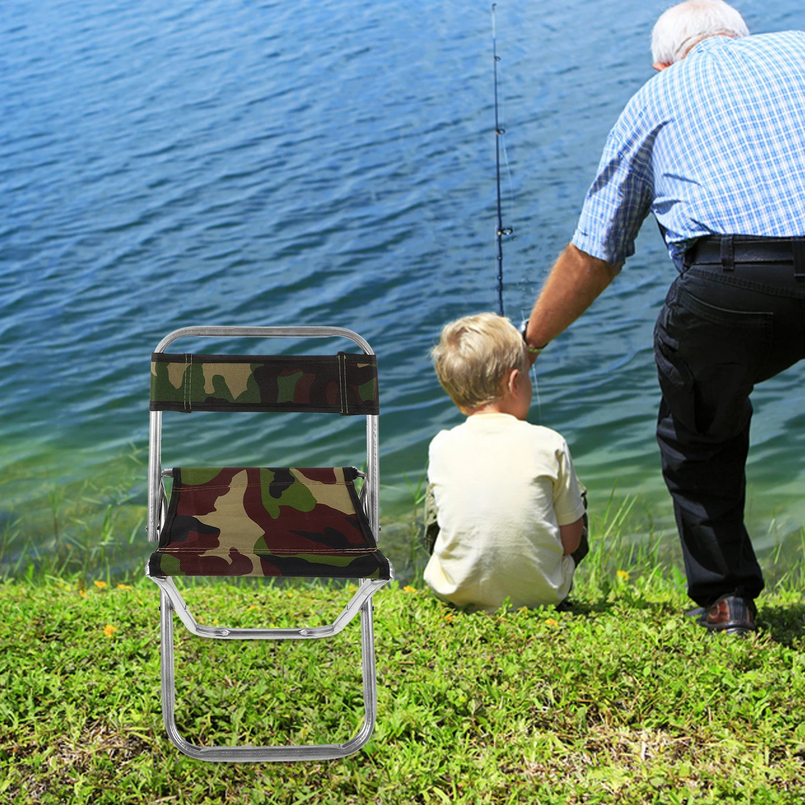 

Camp Chair Portable Folding Stool Camping Outdoor Chairs Fishing Camouflage for