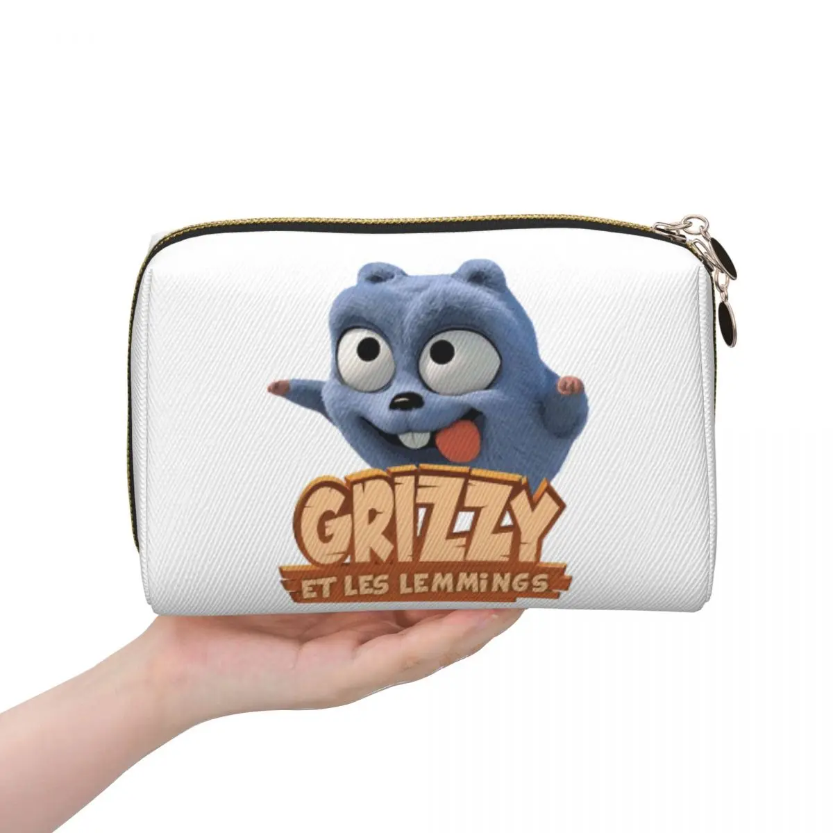 

Happy Grizzy And The Lemmings мультяшный леммин Медведь квадратная женская косметичка дорожный органайзер для макияжа сумка для хранения туалетных принадлежностей