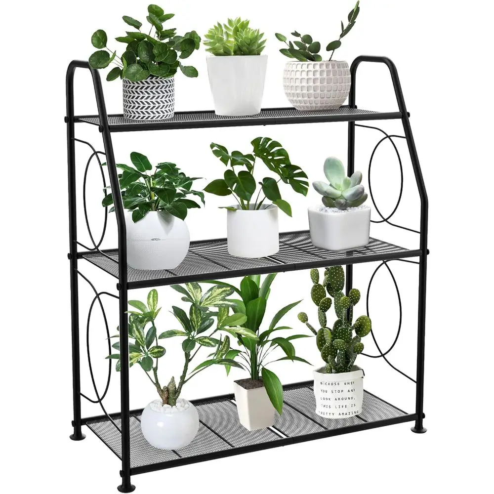 

Plant Stand, 3 Tier Plant Shel or Indoor Outdoor, Heavy Duty Metal Outdoor Plant Stand Holder Rack or Living Room Balcony and Ga