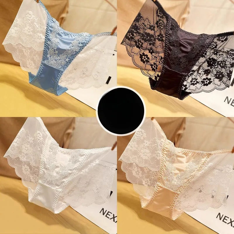 

Girls French Embroidered Lace Women's Underwear Light Luxury Palace Seamless Wrap Hip Briefs Sexy Fashion Large Triangle Panties