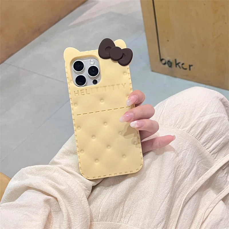 

3D Stereoscopic Bowknot Soft Case For iphone 16 pro max lovely silicone Cute cover for iphone 15 14 12 13 Pro Max Butter biscuit
