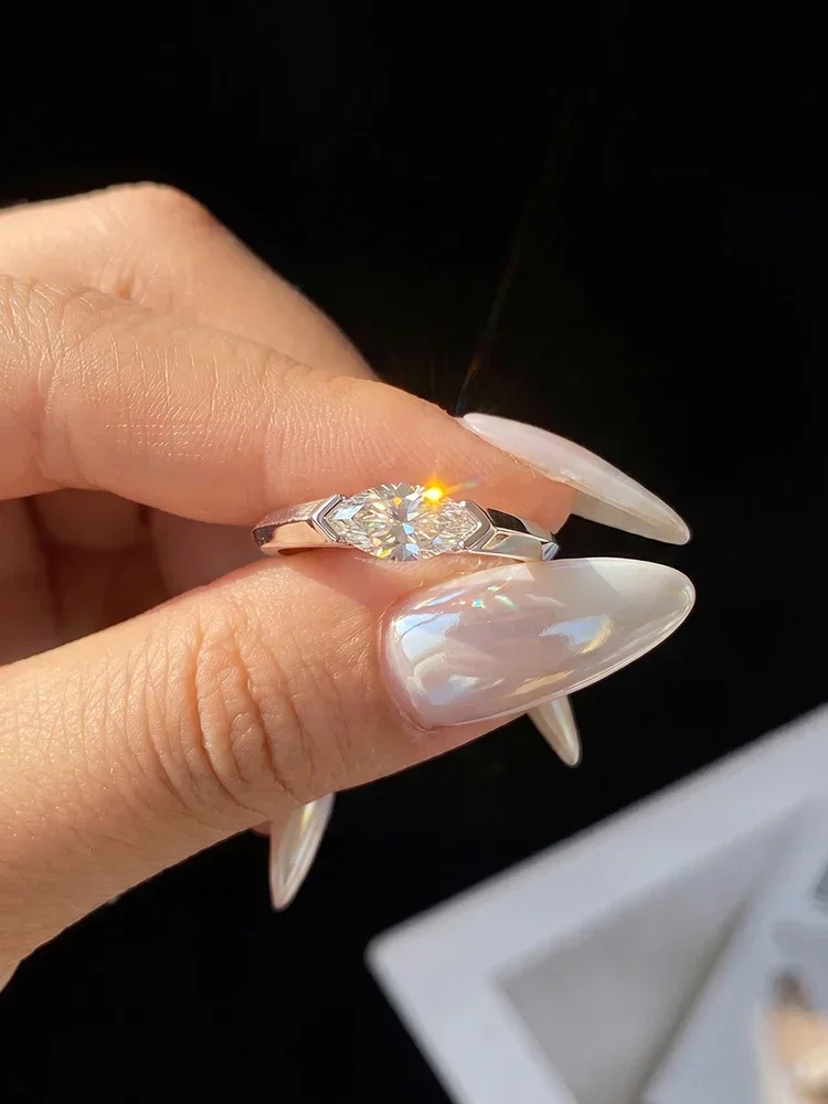 GRA Klassische Modische 1CT Marquise Moissanit Diamantringe für Frauen Jubiläum Hochzeit 925 Sterling Silber Feiner Schmuck – Detail 4