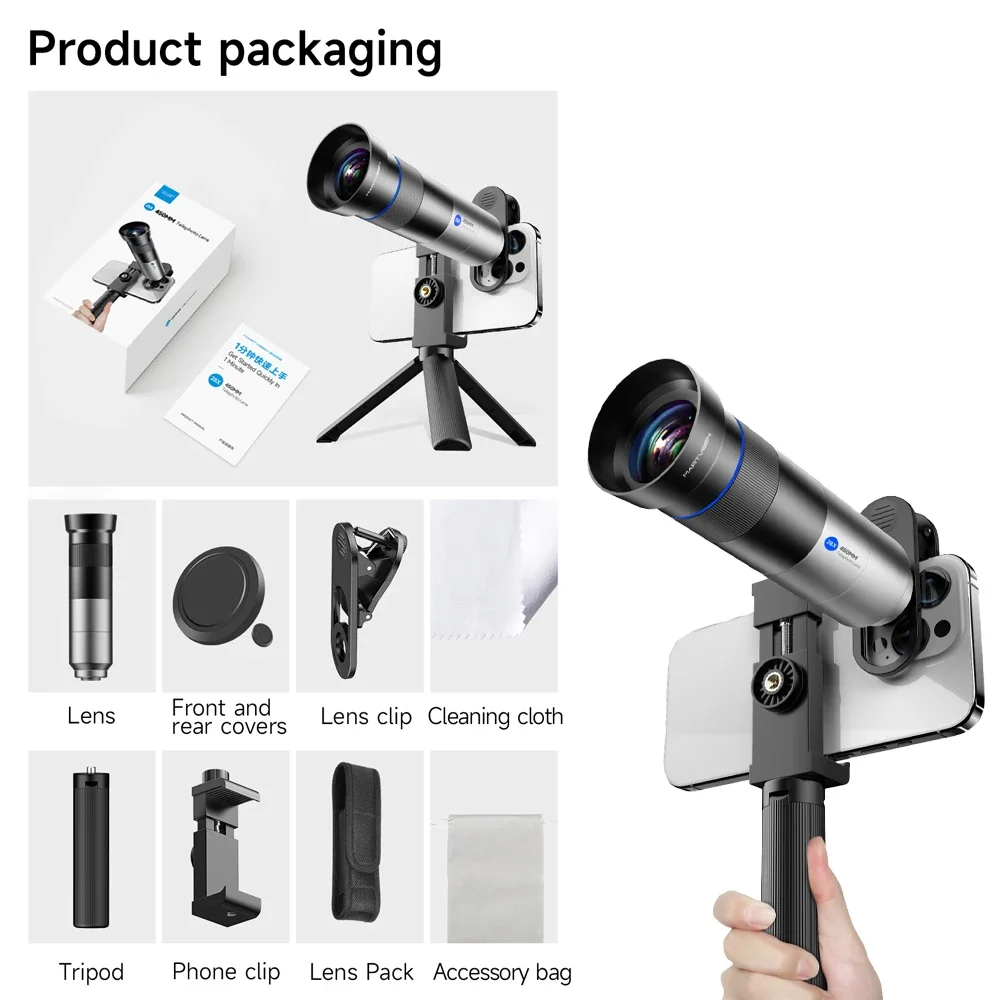 MARTVSEN 28X High-definition Telephoto Lens With Extended Tripod phone lens, Suitable for iPhone 15 Pro/14 Pro/13 Pro, Samsung,