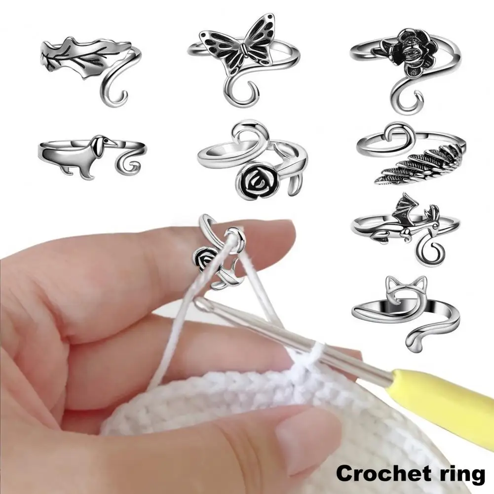 Adjustable Crochet Tension Ring 8 Pcs Adjustable Crochet Thread Rings Set Braided Yarn Tension Rings Knitting for Crocheting
