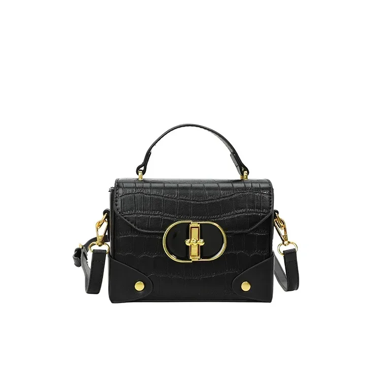 Bolso cuadrado pequeño con textura de cocodrilo de moda 2025, bolso de viaje/diario para mujer, estilo versátil de hombro/mensajero