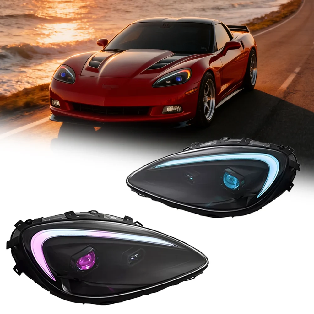 

Автомобильные фары для Corvette C6 RGB 2005-2013, светодиодные проекционные фары, дневные ходовые огни, автомобильные аксессуары