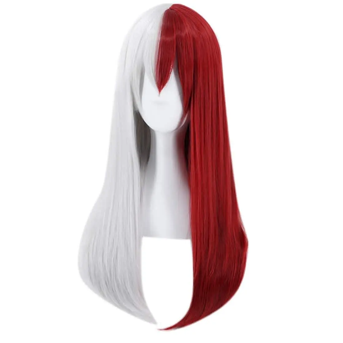 Half Silver Wig Cosplay Costume Synthetic Wig Ombre Red Wig for Women Long Natural Wavy Wigs for Halloween