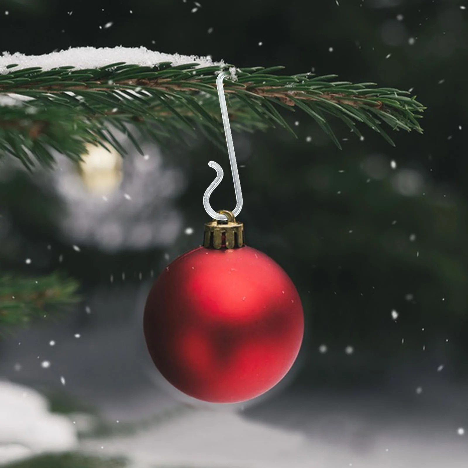 100 Uds. Gancho de Navidad, colgadores de adorno de árbol de plástico transparente para decoración navideña de mantel, guirnalda de Navidad multiusos