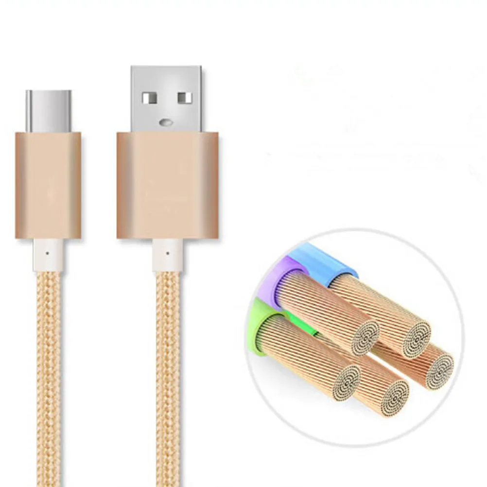2M Heavy-Duty Nylon Fiber USB-C Data Cable Compatible with USB Type-C Devices Plug-and-Play Wheel Steering Heat-Resistant