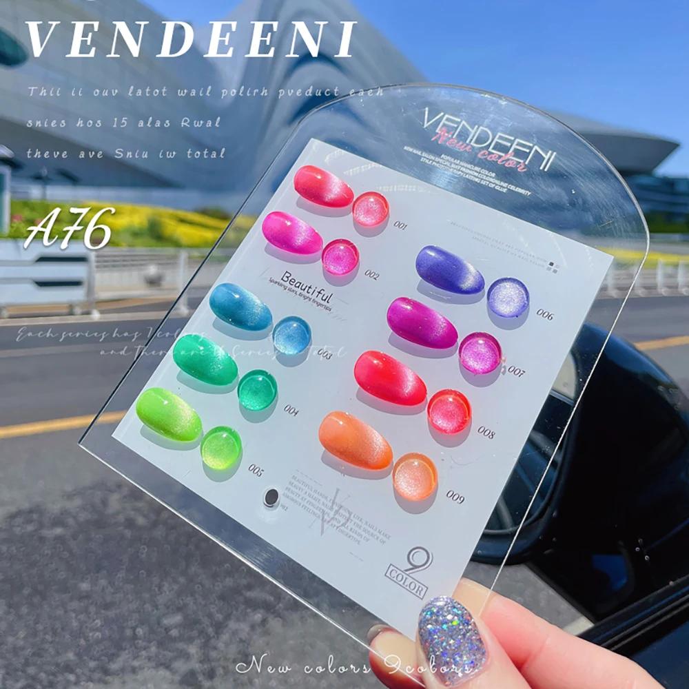 Vendeeni 9-Farben Fluoreszierender Katzenaugen-Gel-Nagellack Magnetischer UV-LED-Soak-Off-Gel-Lack Spar Nail Art Katzenaugen-Gel-Lack 15ml – Detail 1