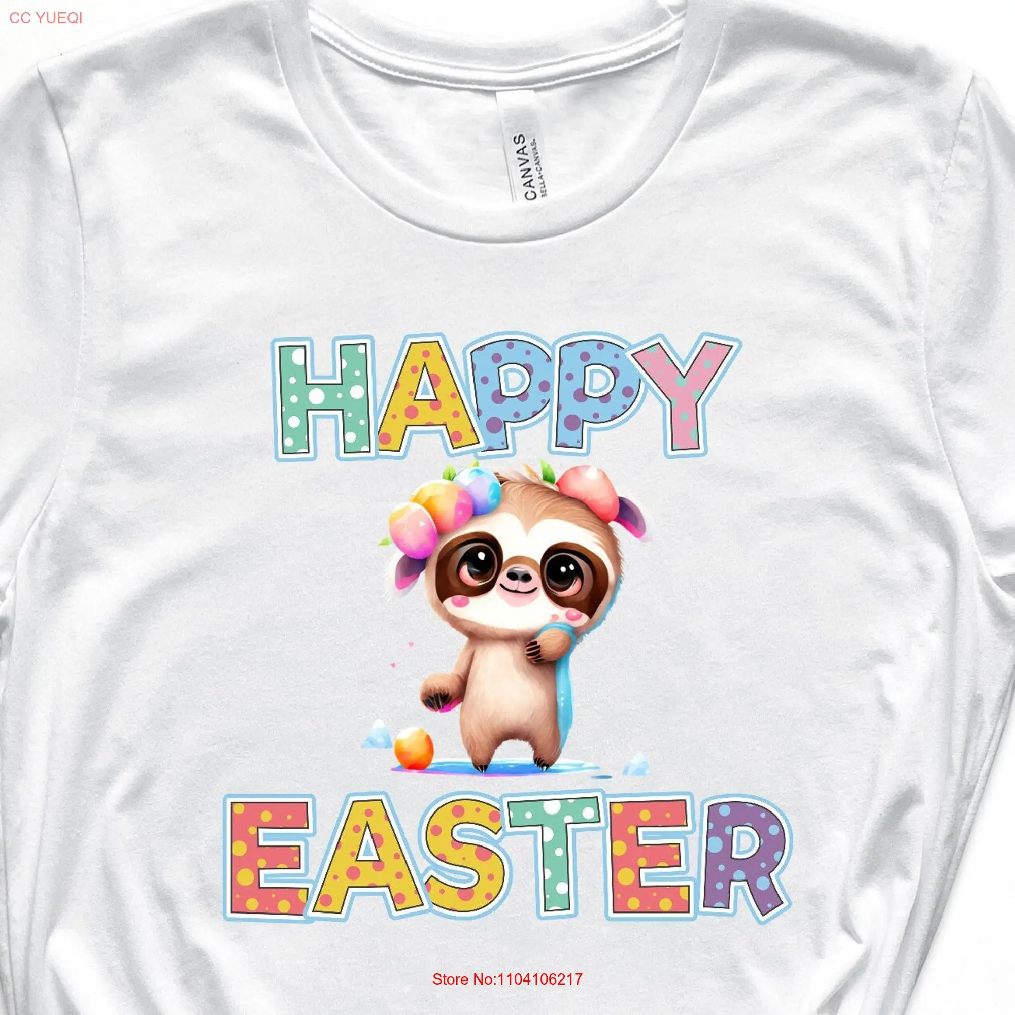 Cute Sloth T Shirt Easter for Kids Bunny Season Women Hip Hop Family long or short sleeves