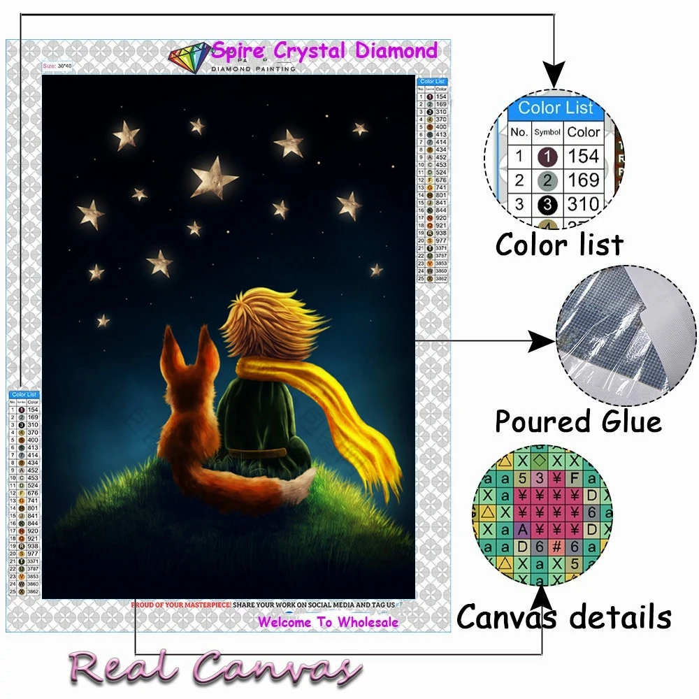 The Little Prince AB Drills Diamond Art Painting Embroidery Kits Rose Flower Starry Night Cross Stitch Mosaic 5d Home Decor Gift