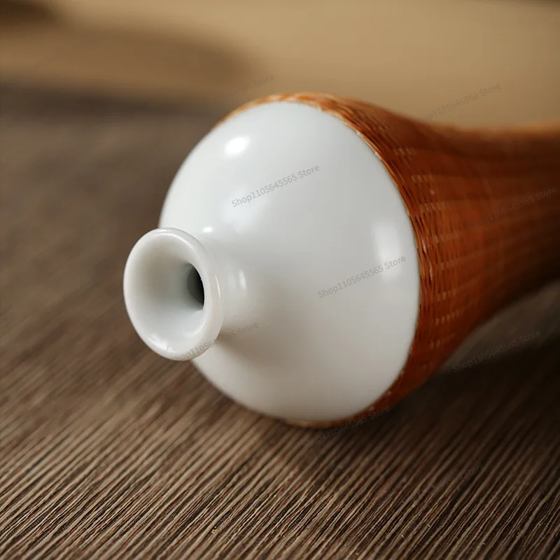 For Handmade Bamboo Plum Vase Vase Ornament Ceramic Dried Flower Ornament Zen Green Plant Container