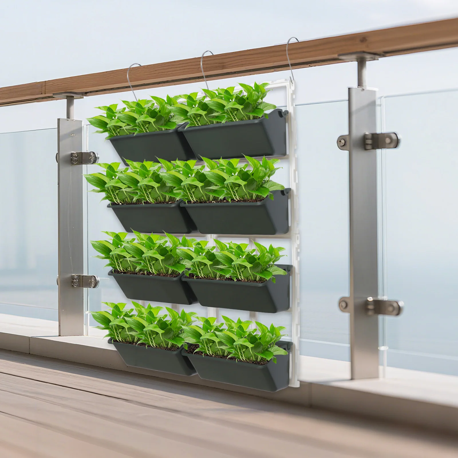 

Современная вертикальная подвесная подставка для цветов для внутреннего и наружного сада, 8-уровневый прямоугольный держатель для цветочного горшка, настенная стойка для балкона