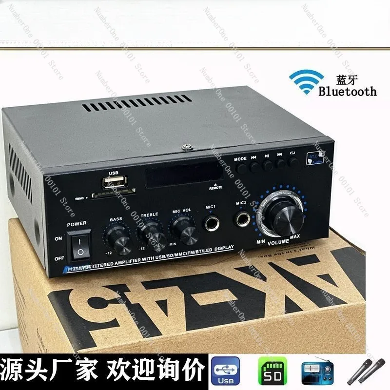 Compact Bluetooth HiFi Power Amplifier 220V 110V 12V Multifunction Home Mini Karaoke Audio Receiver Stereo Amplifier Support