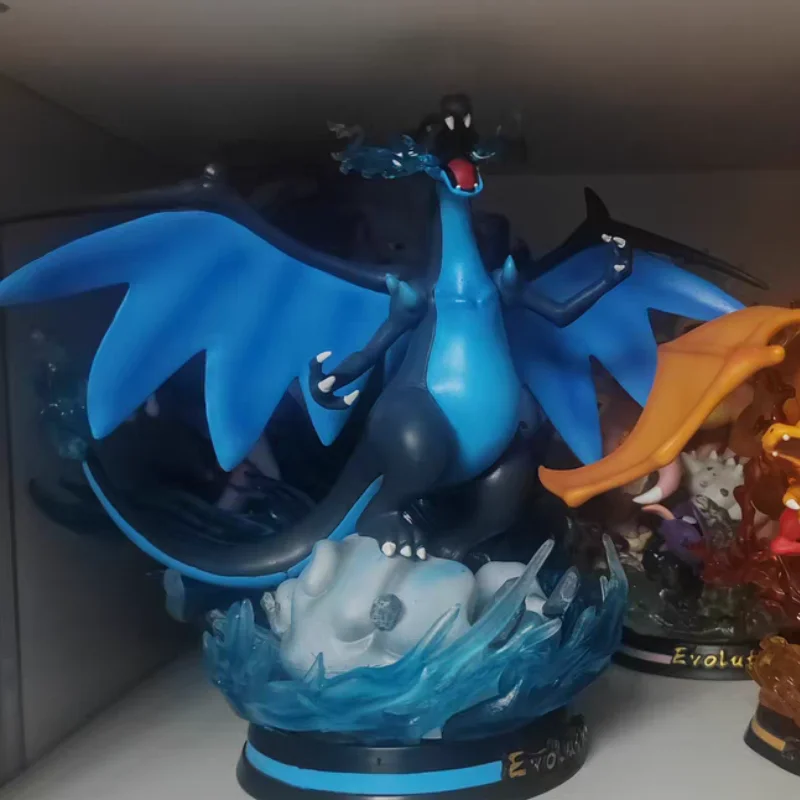 About 28cm Anime Pokemon Mega Charizard X Figure Gk Dracaufeu Glurak Manga Statue PVC Action Figurine Collectible Model Toy Gift