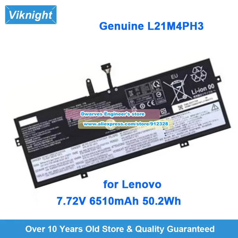 

Оригинальный аккумулятор L21M4PH3 7,72 В, 6510 мАч, 50,2 Втч для Lenovo Yoga Slim 7 Carbon 13IAP7 82U9 L21L4PH3 L21D4PH3 L21C4PH3