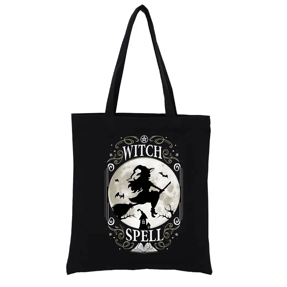 

Witch Spell Graphic Print Shopping Bags Geek Series Women's Handbags Canvas Tote Bag Bag Fashion Funny Casual Totes Shopper Eco