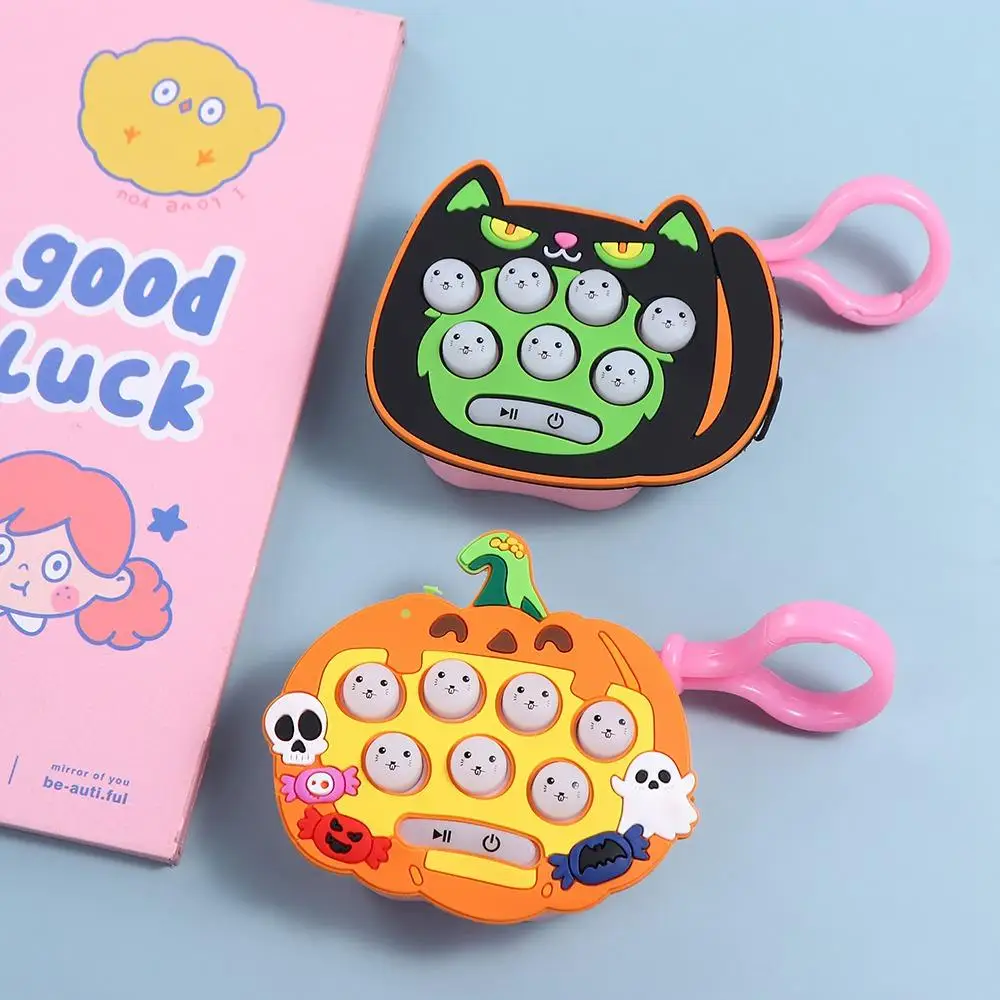 Game Keyring Mini Whack-a-Mole Machine Hallowmas Quick Press Handheld Game Machine Keychain Music Cartoon Quick Push Bubble Game