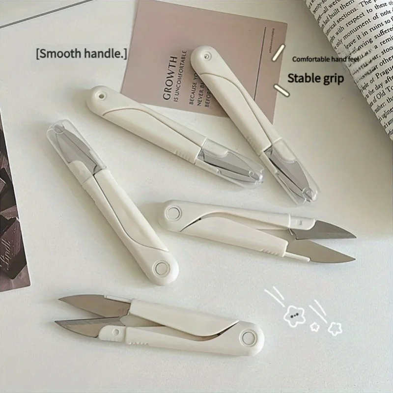 U-Shaped Scissors Set，Sharp Durable Craft Scissors with Cover, Multi-Use for Office/DIY/Stationery, Safe & Convenient
