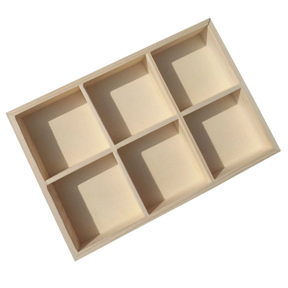 Wooden Storage Box Container for Pigment 6-grid Case Crayon Drawers Tray Divided Plate Compartments Boxes Organizer Toolboxes