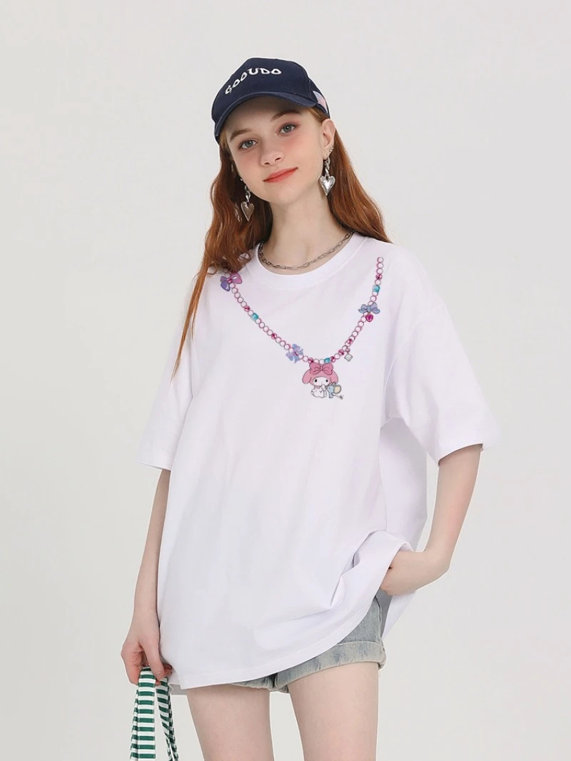 

MINISO Melody футболка с принтом уличная женская футболка большого размера летняя свободная повседневная универсальная футболка с короткими рукавами топы с принтом