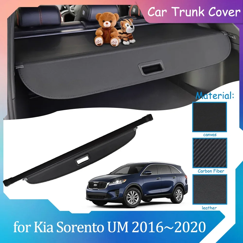 Car Trunk Covers for Kia Sorento UM 2016~2020 2017 Luggage Curtain Shelter Privacy Partition Retractable Cargo Pad Accessories