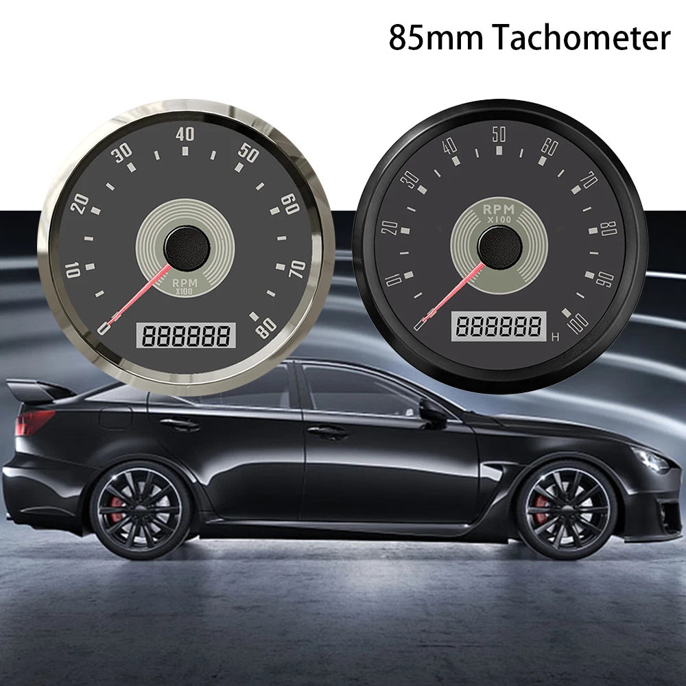 

RHAXEL 85mm Gasoline Engine Tachometer Tacho Meter 8000RPM with Hour Meter for Car Motorcycle Sailboat 12V 24V
