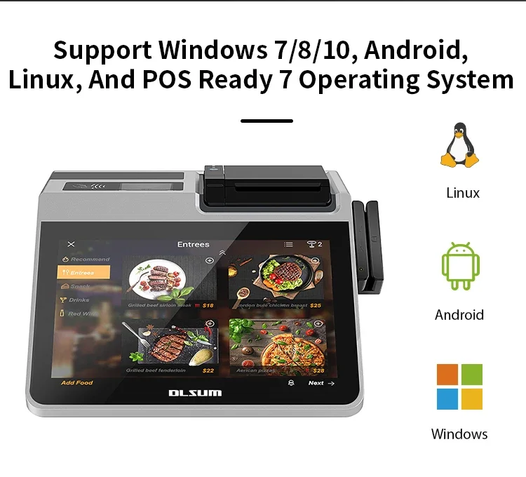 Touch Screen pos systems tablet windows 10 New Windows 58mm Pos Machine Cash Register Tablet POS