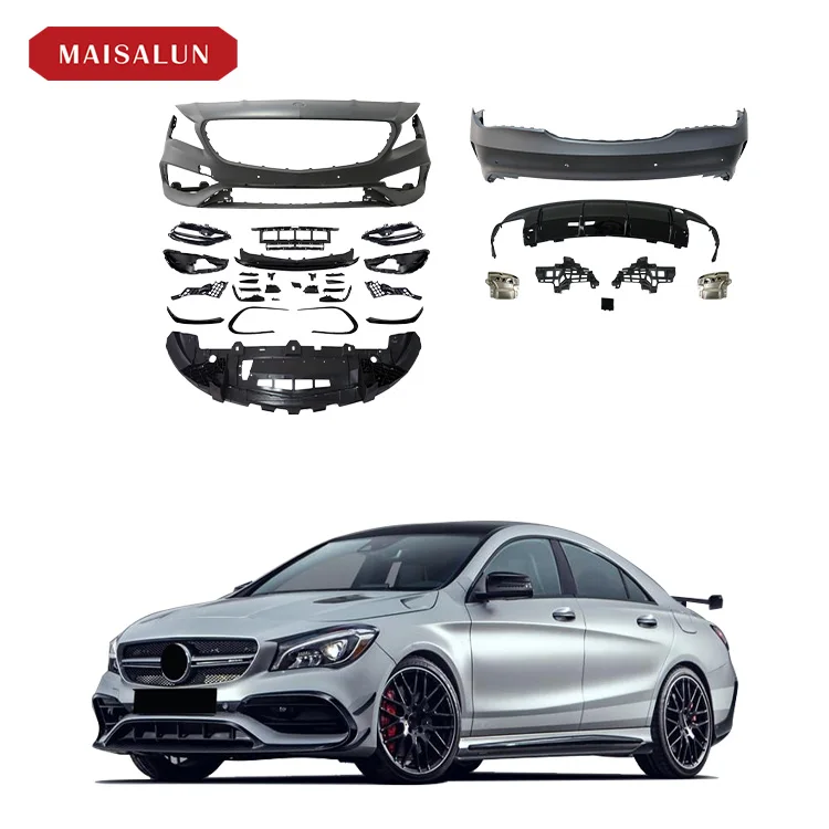 

Hot CLA 45 Class Body Kit for Mercedes Benz W117 Facelift CLA45 Full Car Front Rear Bumper Side Skirt Grille Bodykit 2013to 2019