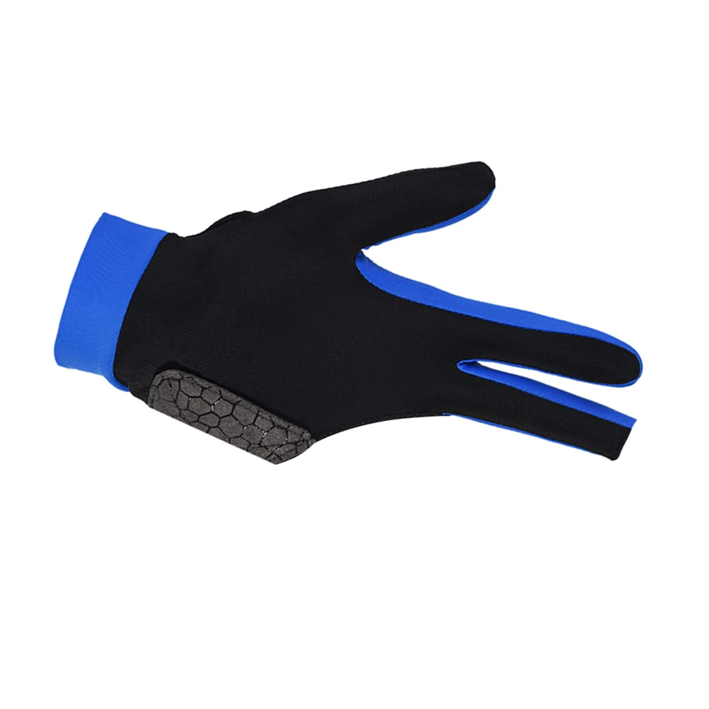 

1pc Billiard Gloves Three-Finger Anti-Slip Silicone Palm Elastic Wrist Left Hand Glove For Pool Cue Sport Size L Blue