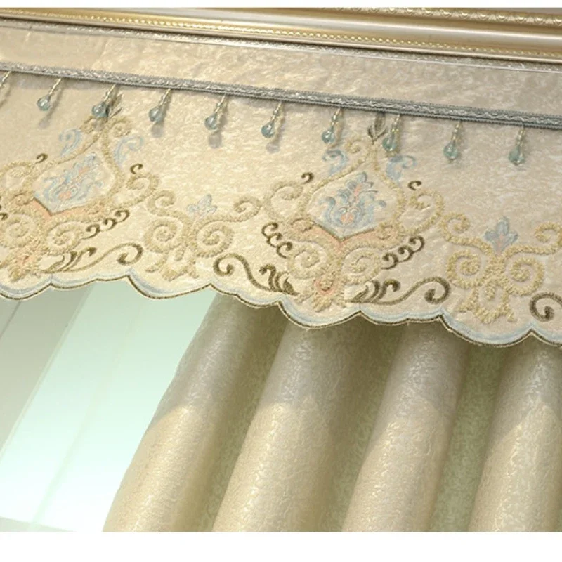 Luxury European Style Curtains for Living Dining Room Bedroom Luxurious Floor Embroidered Simple Modern Bay Window Villa Shading