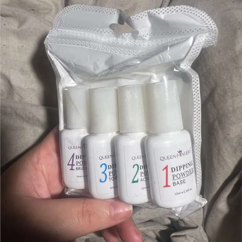 Kits de líquido de sistema de polvo de inmersión para uñas, Base/parte superior/activador/ahorrador de cepillo, secado Natural sin lámpara, líquido multiusos, 10ml