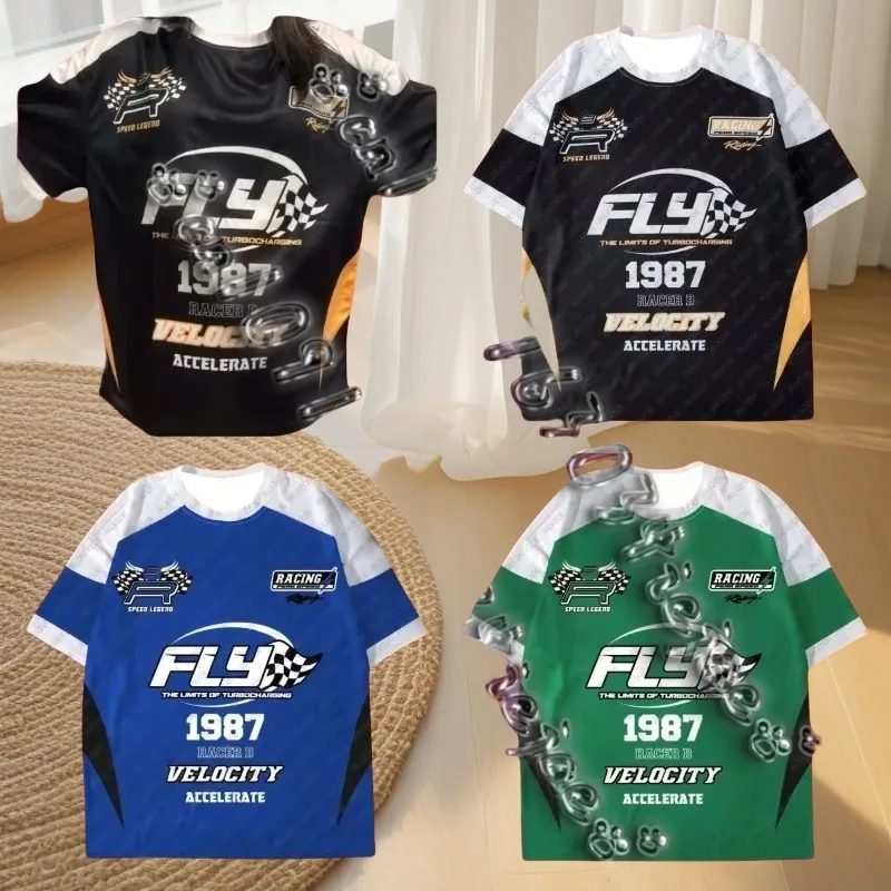 

Street Life Men's Racing Icon Graphic T-Shirt Unisex Casual Summer Men's T-shirt Short Sleeve Sports Women's T-shirt