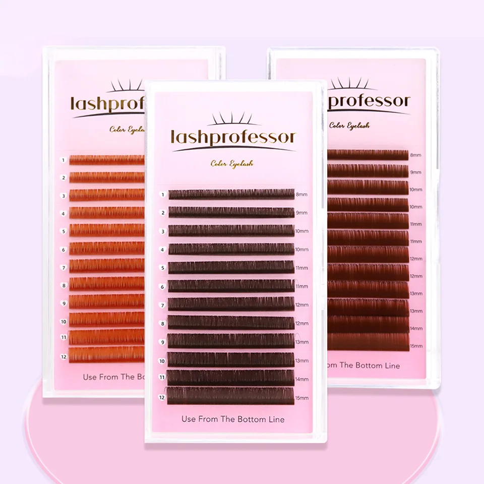 Dark Brown Eyelash Extension 0.05 0.07 มม.สีน้ําตาลขนตาส่วนบุคคลผสม 8-15 มม.สีธรรมชาติปลอมรัสเซียขนตา