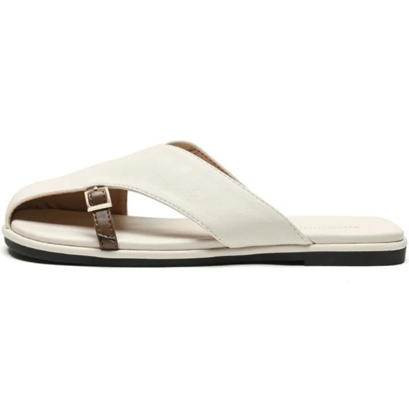 

Женские тапочки без шнуровки с квадратным носком, уличные износостойкие женские туфли унисекс на плоской подошве, летние пляжные неглубокие женские шлепанцы