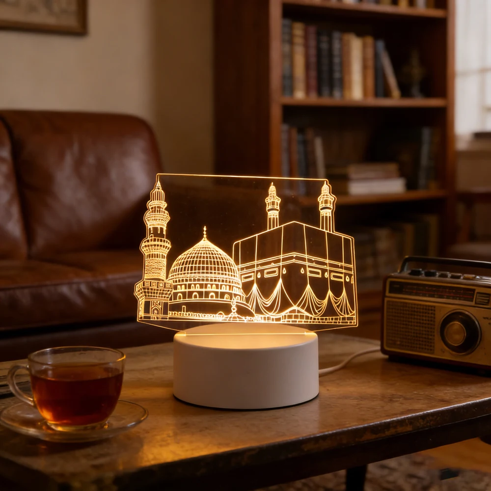 Ramadan Decorations 2026 Room Decor LED Night Light Eid Mubarak Table Ornament USB Operated Muslim Eid Al Adha Holiday Lighting