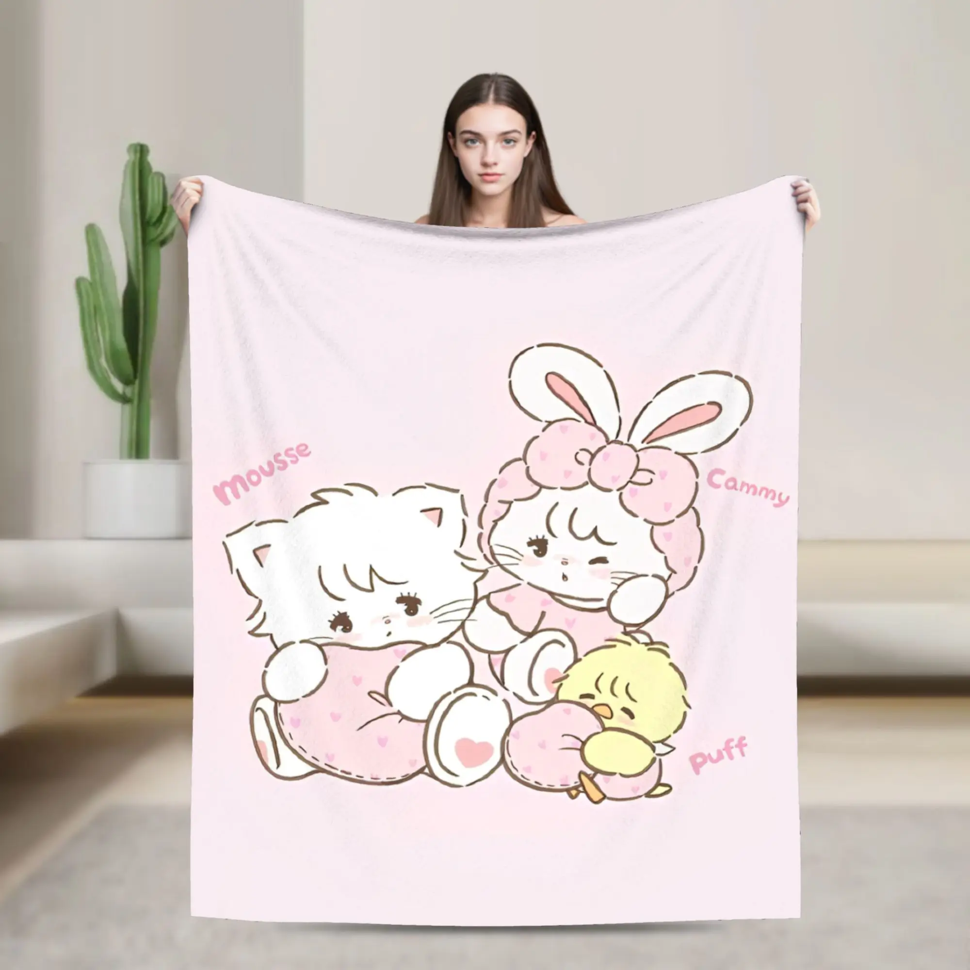 Mikkos Cammy Mousse Blankets Flannel Funny Soft Throw Blankets for Bedding Lounge All Season,